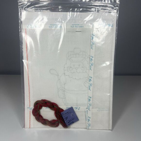 LIBBY STURDY The Golfing Santa Linedrawn Needlepoint New - Picture 3 of 4